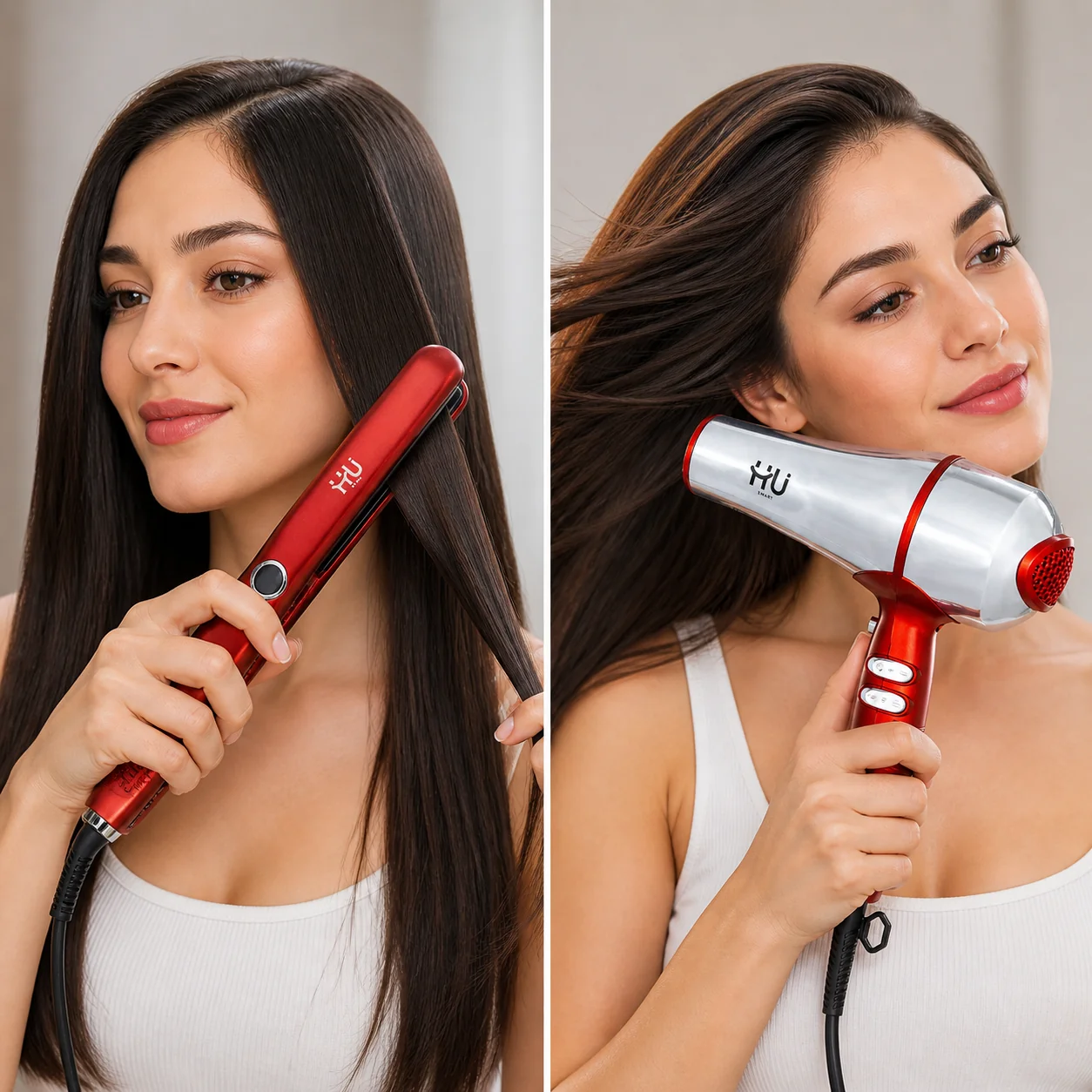 HU 2-in-1 Ceramic Multi-Styler Hair Straightener & Curler Set