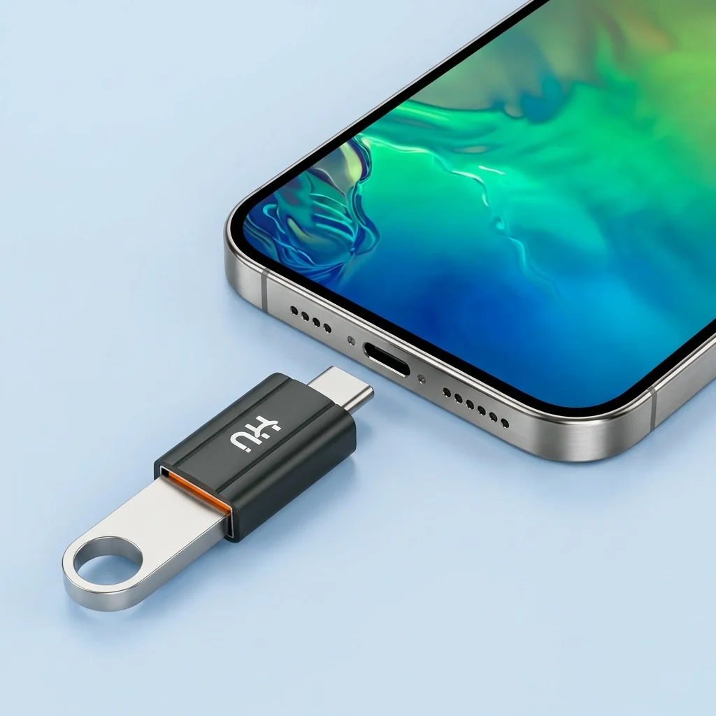 HU USB-C Male to Female High-Speed OTG & Charging Adapter