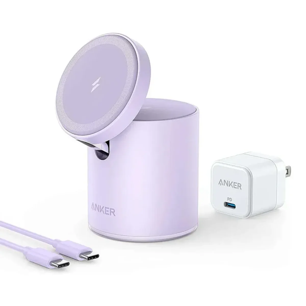 Anker 623 MagGo 2-in-1 Magnetic Wireless Charging Station (Violet)