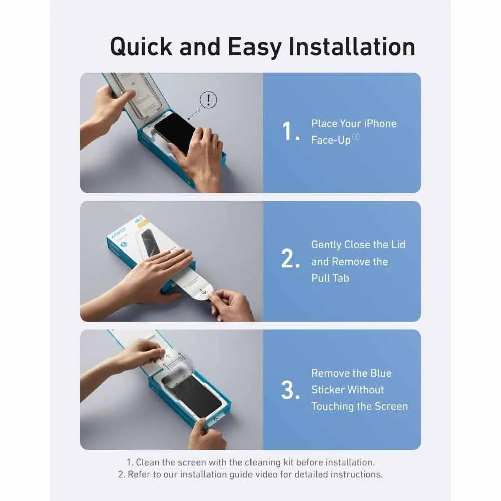 Anker Easy Fit HD Tempered Glass Screen Protector Kit for iPhone 16 Pro Max