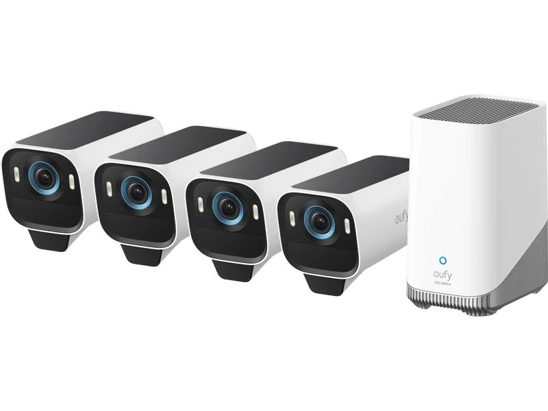 eufyCam S3 Pro 4-Camera 4K Solar Security System with HomeBase 3