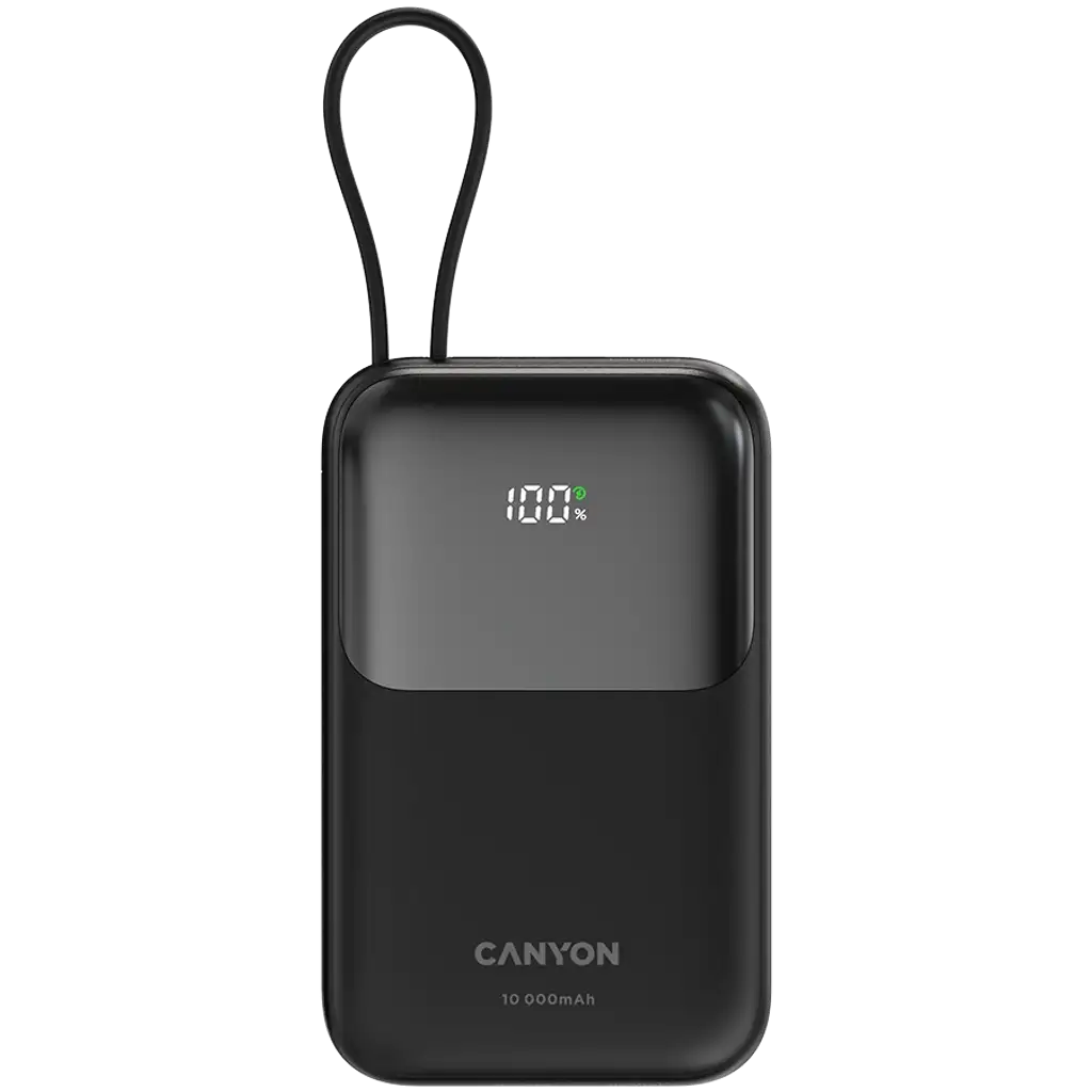 CANYON power bank OnPower 101 built-in cable 10000 mAh PD22.5W Black