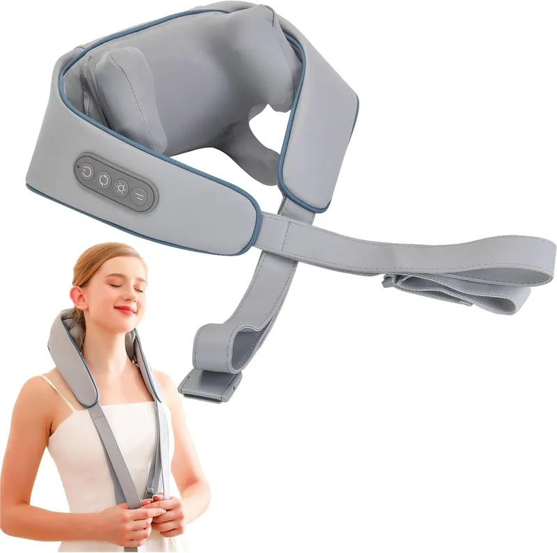 Cordless Shiatsu Neck & Back Massager with Heat Deep Tissue Kneading Massage Shoulders