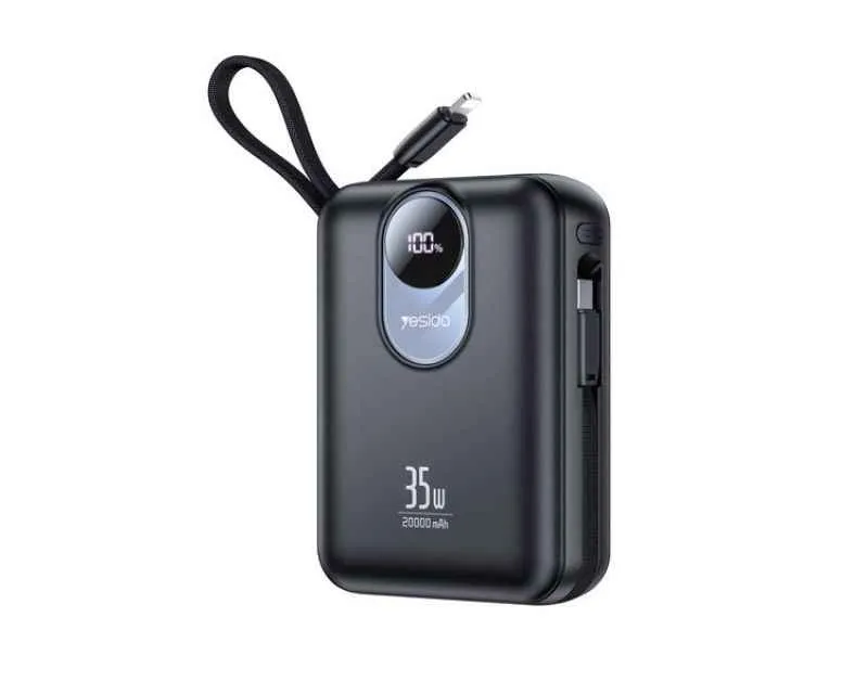 YESIDO YP94 20,000mAh 35W Fast Charging Power Bank with Built-In Cables