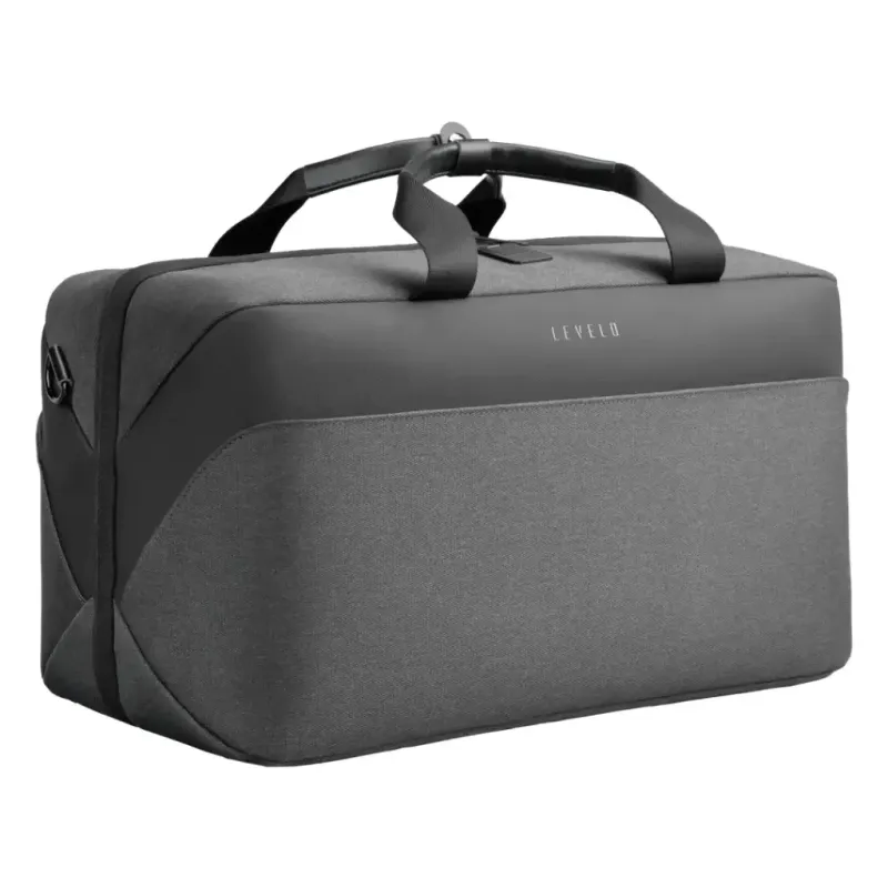 Levelo Melle Polyster Travel Duffle Bag With USB Charging Port - Black