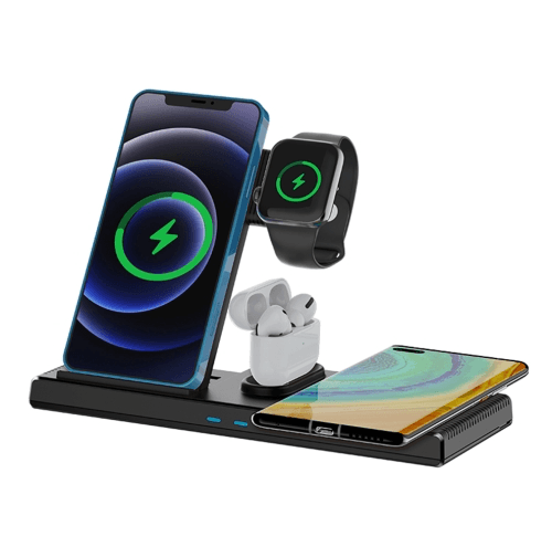 YESIDO 18W 4 in 1 Multifunctional Foldable Desktop Wireless Charging Stand (Black) DS13